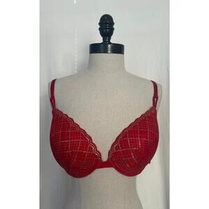 VICTORIA'S SECRET Red Push Up Underwire Bra Womens 36D